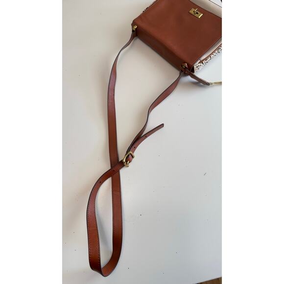 FOSSIL MEMOIR LEATHER & CALF HAIR SLIM SMALL TURNLOCK CROSSBODY PURSE - Picture 11 of 15